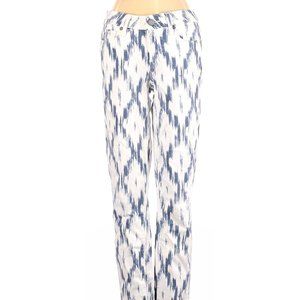 Paige Jeans White Blue Diamond Design Straight Leg Low Rise Sz 35 #494